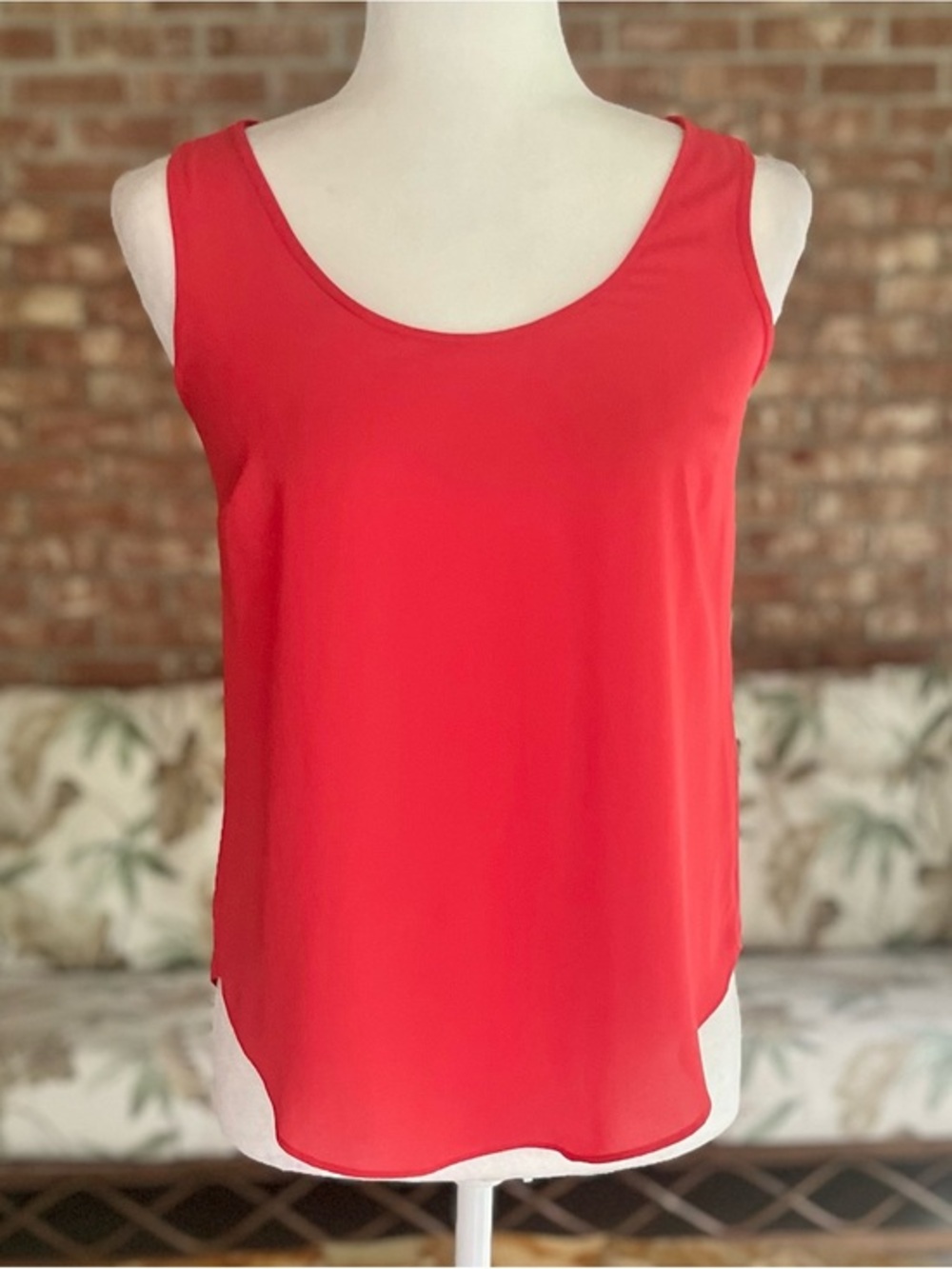 J. Crew Orange Crepe Chiffon Tank Top 0